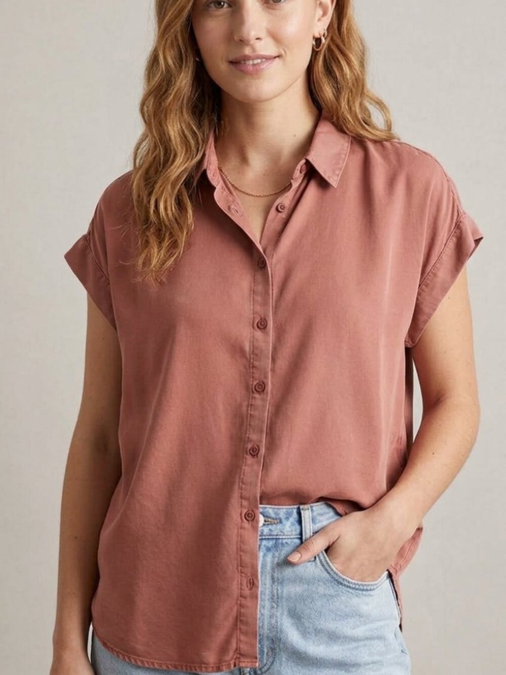 Womens Quince Vintage Wash Tencel Camp Shirt XL